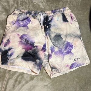 Tie-Dye Swim Shorts - Purple and Black